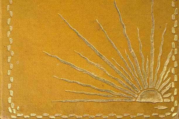 Golden sunrise design from the Oregon Trail, History of Wild West, Vintage illustration, 19th Century