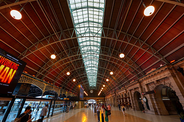 Sydney, Australia: March 25th, 2025. Interior view of the main train station of Sydney City, Australia