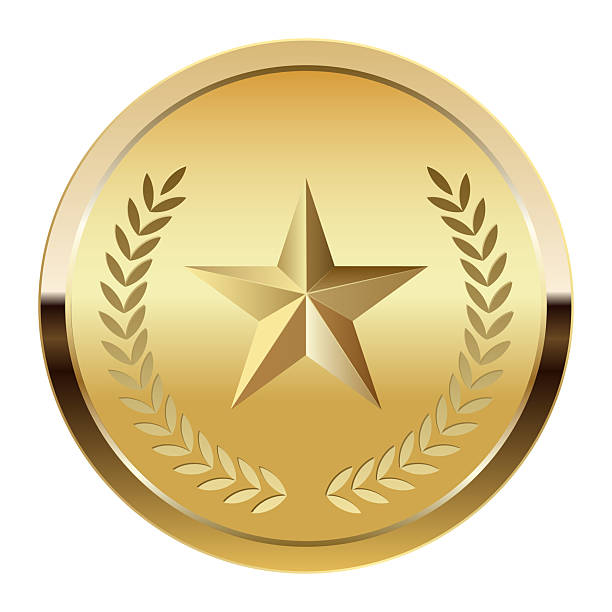 istock Golden award medal and star for sport and games 2219611232