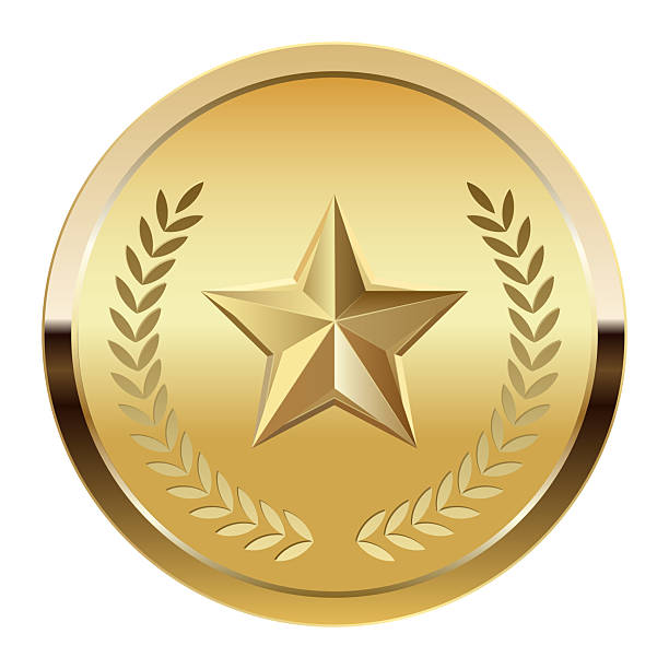 istock Golden award medal and star for sport and games 2219611275