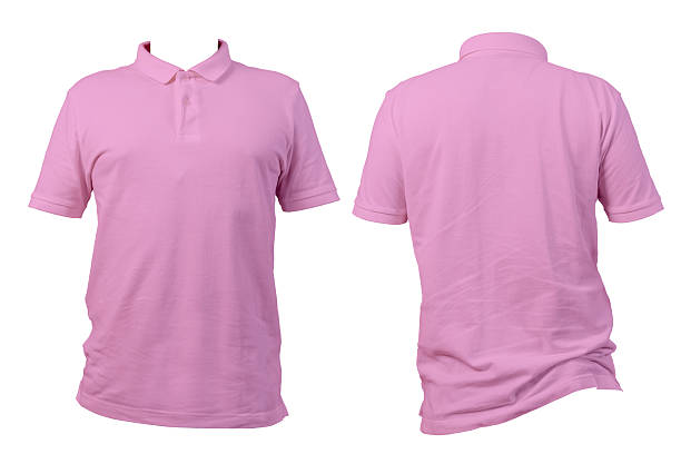 Pink polo shirt short sleeve front and back view on white background. Ideal for clothing mockup, fashion design, template, online store, or apparel catalog presentation and e-commerce. Clipping path.
