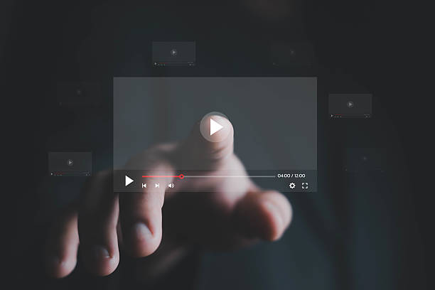 Businessman watching online live stream, live streaming video on internet, studying online, digital multimedia player concept