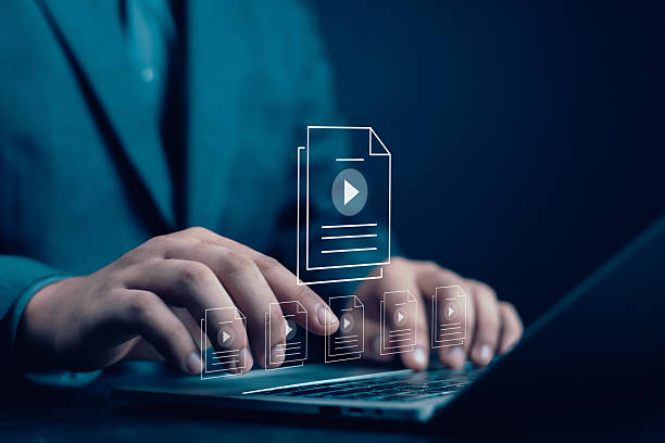 istock Businessman watching online live stream, live streaming video on internet, studying online, digital multimedia player concept 2219617516