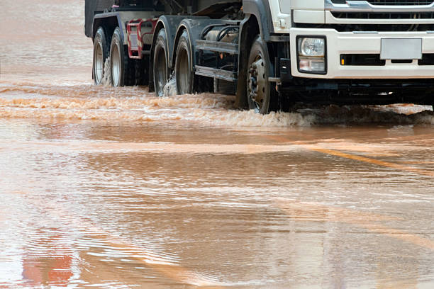 istock Floodwater with distrupting daily transportation 2219619837