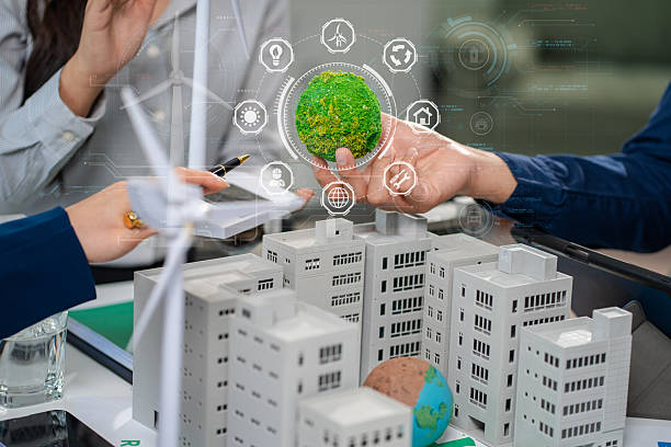 istock Engineer Teamwork Meeting, with partner on model building at company office working technology, Renewable energy-based green businesses and global warming 2219621917
