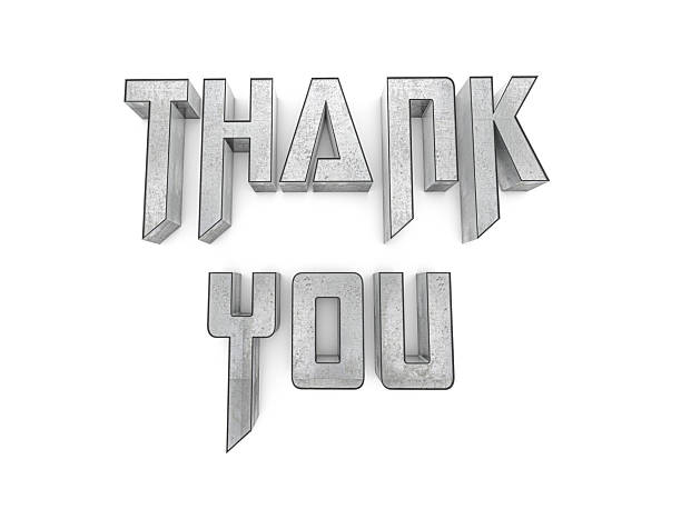 Thank You Metal Text on White Background