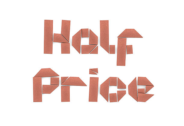 Half Price Paper Text on White Background