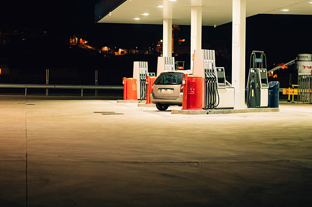 istock Gas station at night 2219634763