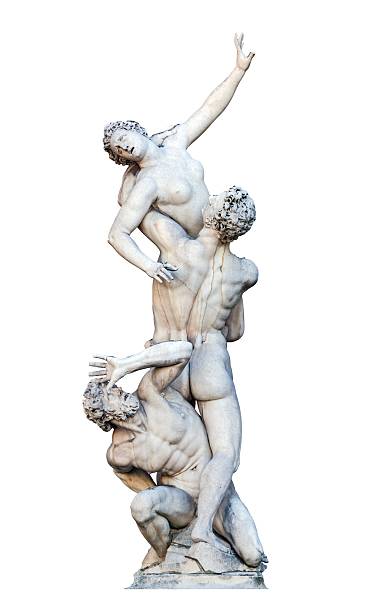 Classical Italian statue, sculpture isolated on transparent white background