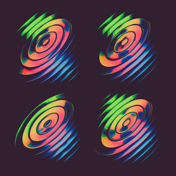 Abstract colorful font set with rainbow circles effect