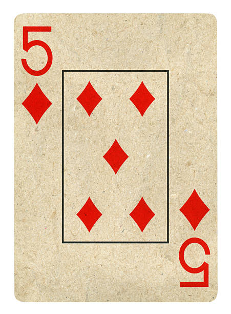 Five Of Diamonds recycled  playing card - Isolated (clipping path included)