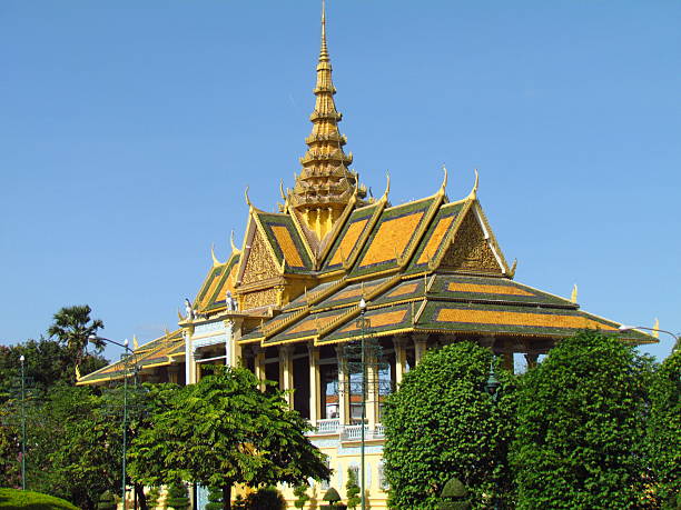 Vientiane, Laos: multi tiered roofs of the congregation hall (sim) of Wat Inpeng Voraamahavihanh or “Temple of the Incarnation of Indra”  - Buddhist temple originally built in the 16th century, though the present structure dates from the 19th century - corner of Khun Bu Lom and Samsenthai streets.