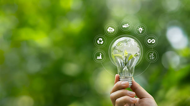 istock Sustainable Environment concept. ESG, green energy. Carbon emission low neutral, net zero, renewable energy, Green business, Climate neutral long term strategy on a green background. 2219652568