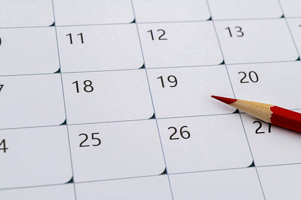 istock Calendar page with a colored pencil 2219657808