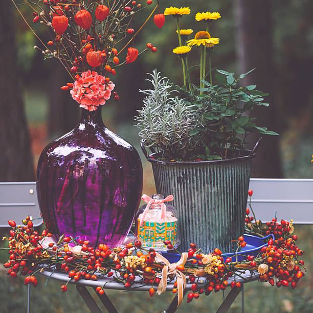 Flower arrangement in the garden