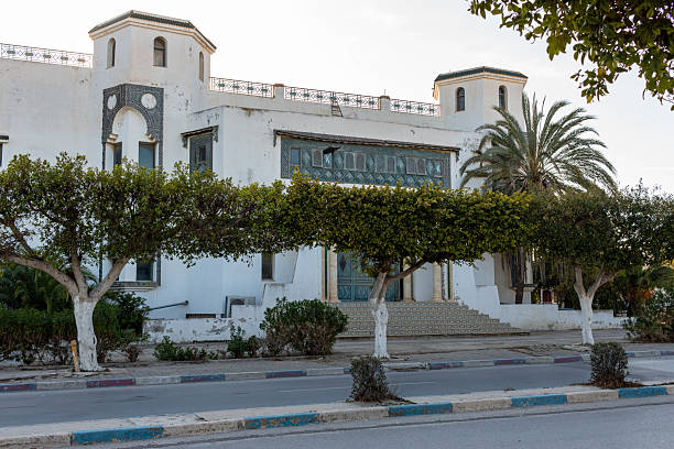 Erriadh, Tunisia - May 3, 2024: view of historic El Ghriba synagogue in Erriadh, on Djerba island. It is the oldest synagogue in Tunesia, Djerba.