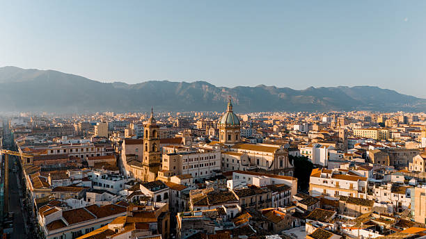 istock Palermo Cityscape with Mountains and Dome at Sunrise 2219664777