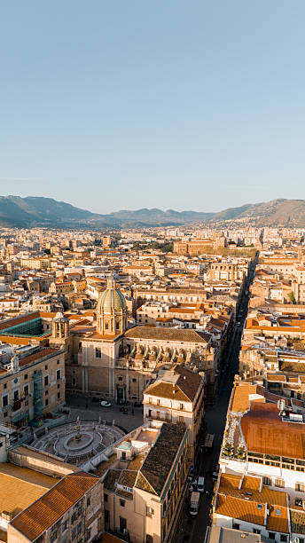 istock Palermo Cityscape with Domes and Mountains at Sunrise 2219668508