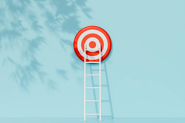istock Target with ladder symbolizing goal achievement and progress. 3d rendering 2219671812
