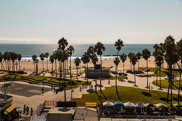 istock Venice Beach Ocean View with Palm Trees and Skatepark 2219673191