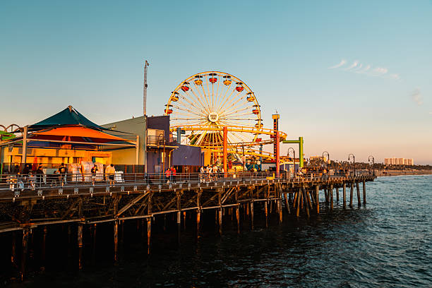 istock Santa Monica Pier With Ferris Wheel at Dusk 2219673277