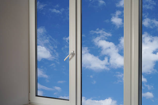istock View from the window of a blue sky with white clouds. 2219673308