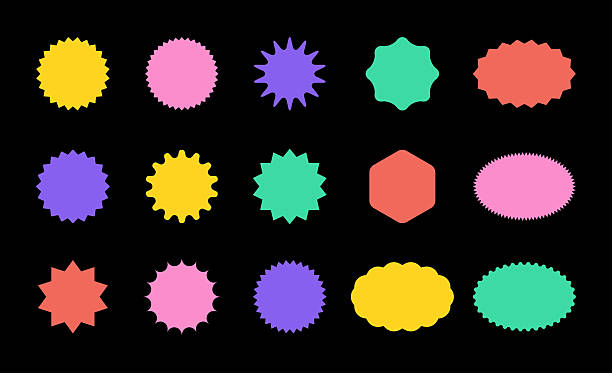 stockillustraties, clipart, cartoons en iconen met starburst stickers - sticker