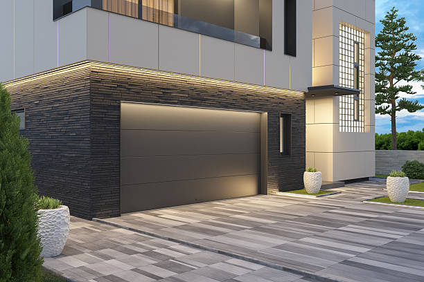 istock Modern Luxury Villa with Illuminated Pathway at Dusk 2219675271