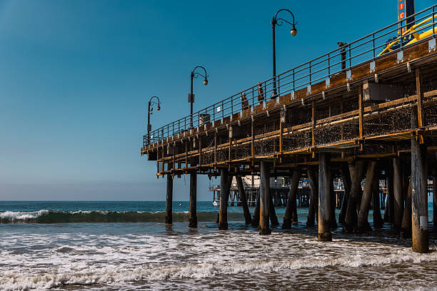 istock Underneath Santa Monica Pier With Ocean Waves Splashing 2219676063