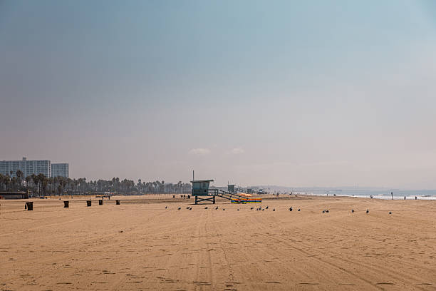 istock Empty Santa Monica Beach with Lifeguard Tower 2219677892