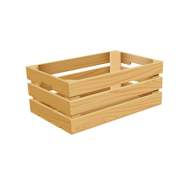 istock Vector of realistic wooden crate with holes, side view. 2219678760