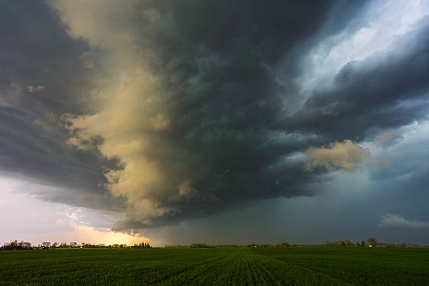 istock Dramatic storm clouds in the sky, dark severe storm clouds, supercell. 2219678957