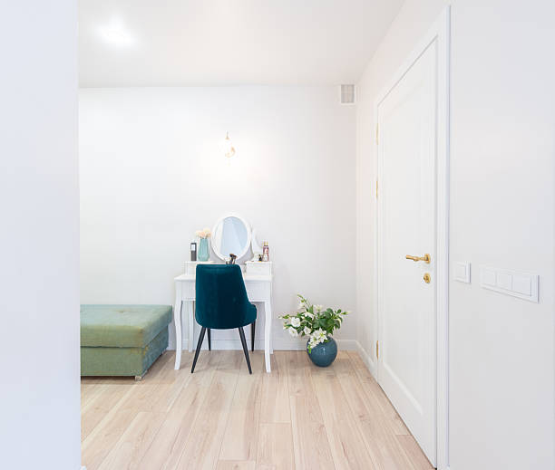 istock Modern Minimalist Vanity Table in Brightly Lit Room With Elegant Decor 2219683876