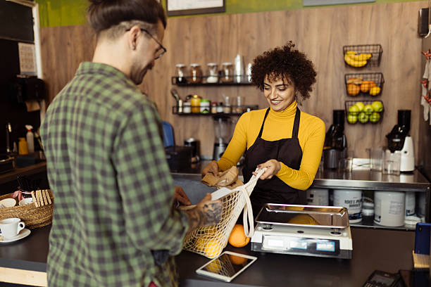 istock Man shopping grocery in the small store 2219685532