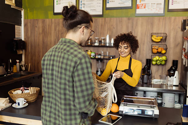 istock Man shopping grocery in the small store 2219685651