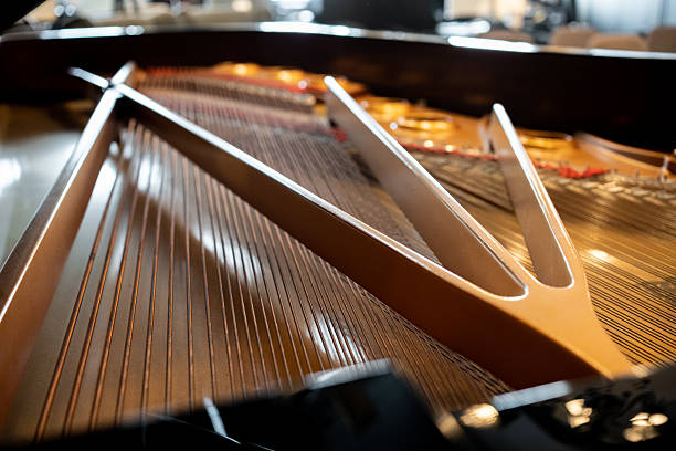 istock Grand piano soundboard and strings showing craftsmanship 2219686389