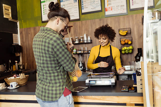 istock Man shopping grocery in the small store 2219687329