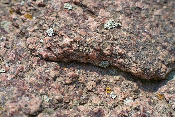 Close-Up View of Rock Texture Surface And Lichen
