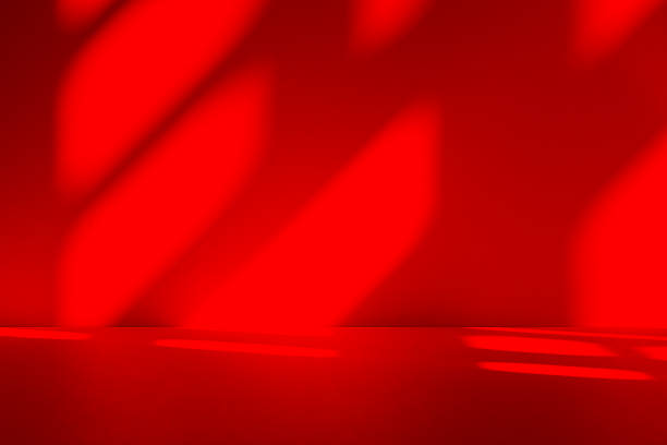 istock Studio style background wall decoration presentation uses white and red tones. with shadows cast from a nearby window, concept creating a decorative 2219722168