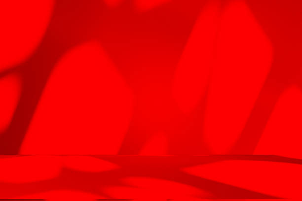 istock Studio style background wall decoration presentation uses white and red tones. with shadows cast from a nearby window, concept creating a decorative 2219722169