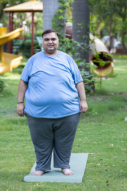 istock Overweight indian man standing in summer park. Smiling Plus size guy looking camera. Obesity concept. 2219723459