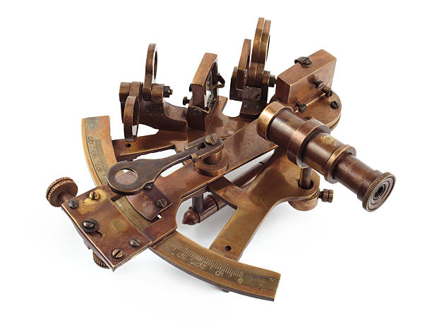 istock Antique sextant isolated on white background. An ancient marine navigation instrument for orientation by the stars. 2219731794