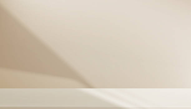 istock Background Beige Wall Studio Room and White Light,Shadow on Podium Stage for Product,Autumn Brown Backdrop.Fall Season scene banner with sunlight on floor texture,Interior Kitchen with blur gradient 2219736337