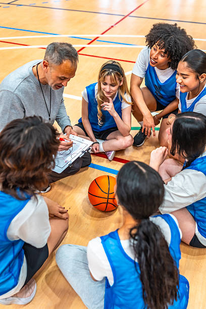 istock Basketball coach explaining game strategy to female team 2219738450