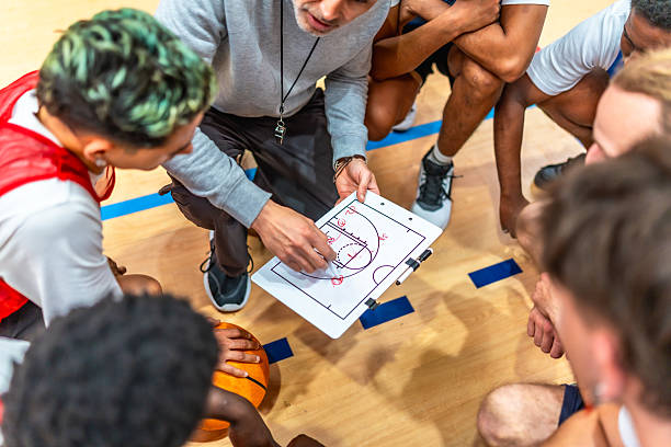 istock Basketball coach explaining game strategy to his team 2219738585
