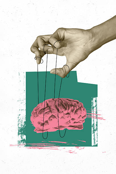 istock Composite 3D collage trend artwork template design of hand hold rope manipulation brain solution creative idea brainstorming genius 2219740443