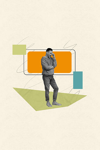 istock Creative picture collage of man feel exhausted on pastel color background with rectangle shape 2219746926