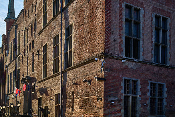 The collapsed roof and wall of an abandoned old building. Selected Focus. High quality photo