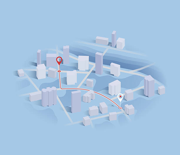 istock Isometric navigation on city concept. Geolocation yellow pin on street. City map with route. Tourism and travel. Transportation and logistics concept. Isolated vector illustration. 2219748550