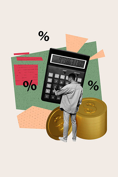 istock Template sketch image composite artwork collage of young man sit count calculator economy money coins ambition strategy progress target 2219760068
